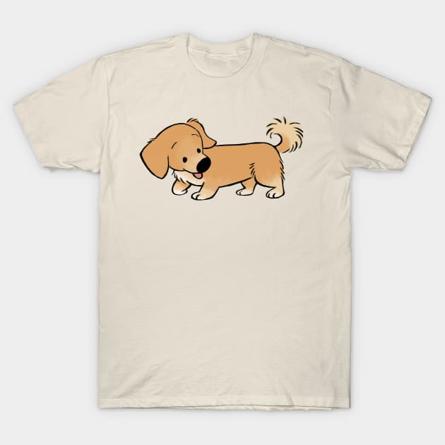 Dachshund Series (cream long haired) T-Shirt by doggobloc